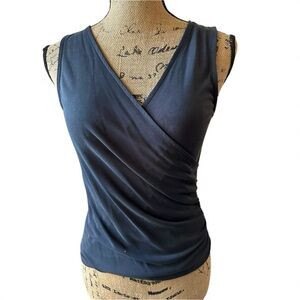 Madison & Berkeley Black Sleeveless Wrap Top